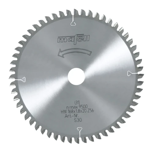 Mafell Tarcza pilarska HM 168 x 1,8 x 1,2 x 20 mm, 56 zębów, WZ, cięcie poprzeczne, drewno Mafell 092482