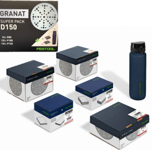 Zestaw papiery ścierne Granat  średnica D150, gąbki i Bidon 1l FESTOOL 578132