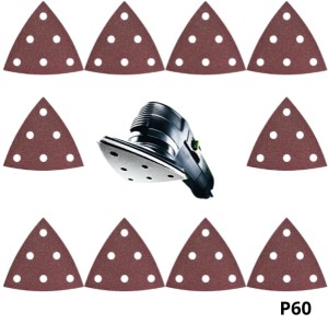 10 x Papiery ścierne TRÓJKĄT RUBIN 2 V93, GRADACJA P60 FESTOOL 499162 -10