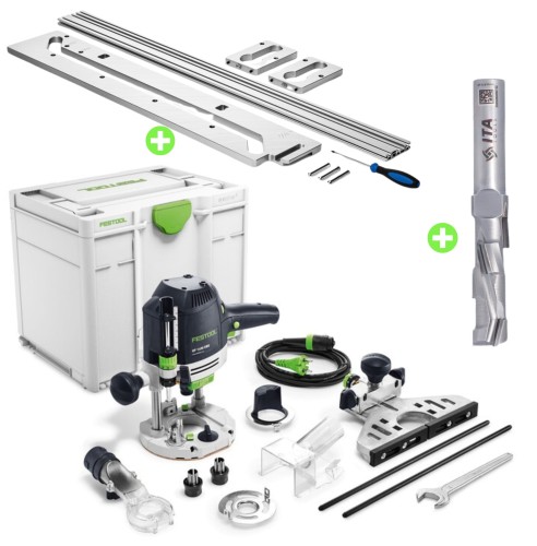 Frezarka OF 1400 EBQ-Plus 576207 + Szablon do łączenia blatów kuchennych APS 900/3 nr 578727+ Frez diamentowy ITA TOOLS DTA.14.045.12