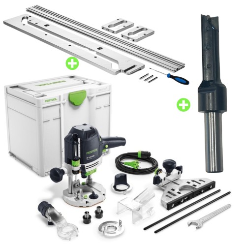 Frezarka OF 1400 nr 576207 + Szablon do łączenia blatów kuchennych APS 900/3 do Frezarek FESTOOL 578727+ Frez FESTOOL Frez z płytką wymienną do wpustów HW S12 D14/45 WM 491110