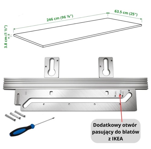 Szablon do łączenia blatów APS 900/3 model z dodatkowym otworem pasującym do blatów IKEA FESTOOL 578727