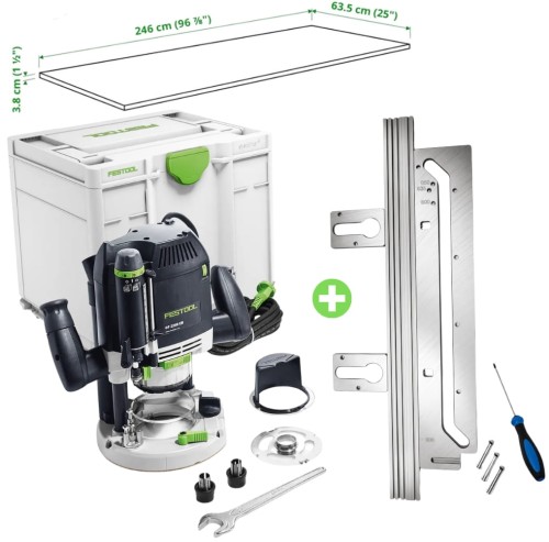 Festool Frezarka górnowrzecionowa OF 2200 EB-Plus 576215 + Szablon do łączenia blatów kuchennych APS 900/3 + Frez do blatów z płytkami wymiennymi 491110