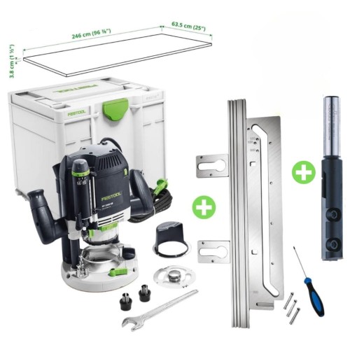 Festool Frezarka górnowrzecionowa OF 2200 EB-Plus 576215 + Szablon do łączenia blatów kuchennych APS 900/3 + Frez do blatów  CMT