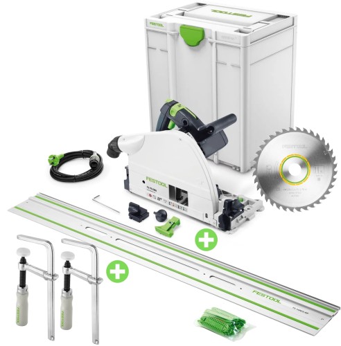 FESTOOL ZAGŁĘBIARKA TS 75 EBQ-PLUS NAJWIĘKSZY MODEL PILARKA 576110  + SZYNA FS 1400 NR 577043 + 2 X ŚCISKI NR 489570
