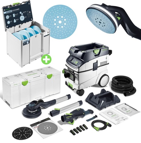 FESTOOL SZLIFIERKA SKŁADANA PLANEX LHS 2 225 EQI i ODKURZACZ CTM 36-Set 578425 i SYSTAINER³ D225 GR SYS Z KRĄŻKAMI ŚCIERNYMI 578281