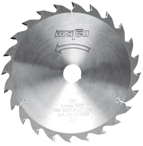 Mafell Tarcza pilarska HM 160 x 1,2/1,8 x 20 mm, 24 Z, WZ, uniwersalna, drewno 092533
