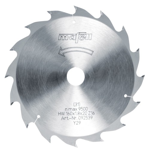 Mafell Tarcza pilarska HM 160 x 1,2/1,8 x 20 mm, 16 Z, WZ, cięcie wzdłużne, do PSS 3100, MT 55, MS 55 nr 092539