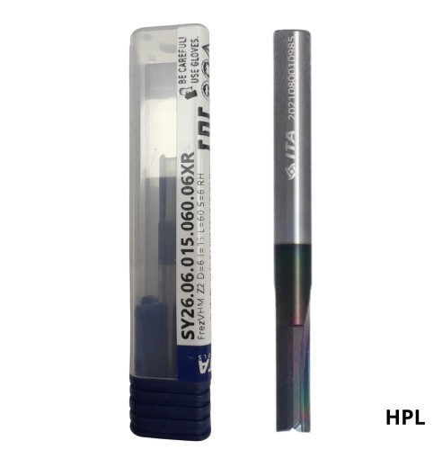 ITA FREZ DO HPL SY26.06.015.060.06XR VHM Z2 d=6 l=15 L=60 S=6 RH prosty rowek polerowany  powłoka NaDia 