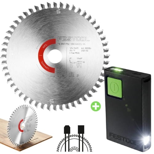 FESTOOL Tarcza pilarska HW 160x1,8x20 TF52 LAMINATE, HPL nr 205554 i Moduł oświetlenia do zagłębiarek 578591 