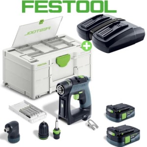 FESTOOL Wiertarko-wkrętarka CXS 12 2,5-Set  AKU 576865 + Szybka ładowarka podwójna TCL 6 DUO Festool 577017