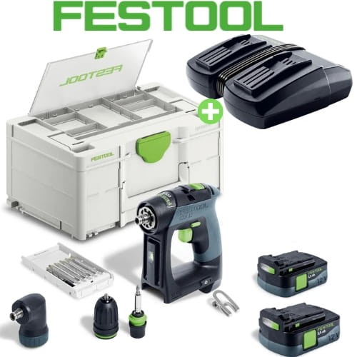 FESTOOL Wiertarko-wkrętarka CXS 12 2,5-Set  AKU 576865 + Szybka ładowarka podwójna TCL 6 DUO Festool 577017