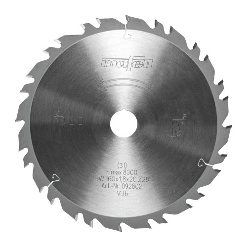 MAFELL Tarcza pilarska KSB-WU160 GT HW, 160 x 1,8 x 20mm, Z28-4, 3WZ/FZ, Wood Universal 092602