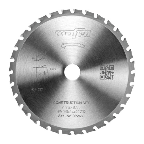 Mafell Tarcza pilarska KSB-CS160 HW, 160 x 1,4 x 20mm, Z32, WZFA, Construction Site 092610