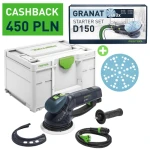 FESTOOL Przekładniowa szlifierka mimośrodowa RO 150 FEQ-Plus ROTEX 576017 CASH BACK + Materiały ścierne D150 GR-Set Granat 578166