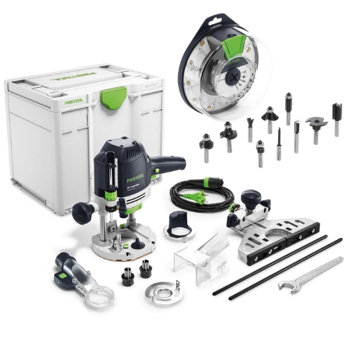 OF 1400 EBQ-PLUS-BOX FREZARKA GÓNOWRZECIONOWA LED 578953 + Pudełko z frezami Box-OF HW S8 Mix 498979