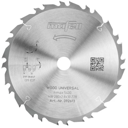 Mafell Tarcza pilarska KSB-WU 280 GT HW, 280 x 2,8 x 30 mm, Z28-4, 3WZ/FZ do Pilarki K 105 Wood Universal 092613