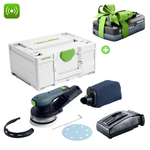 FESTOOL SZLIFIERKA LED ETSC 2 125-Basic Mimośrodowa FESTOOL 577733 Ładowarka TCL 201135 Bonus Week TBX