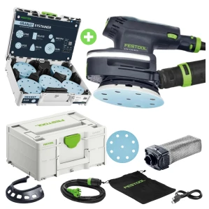 Szlifierka ETS 125 REQ-Plus LED Mimośrodowa FESTOOL 578843 Systainer³ na materiały ścierne D125 GR SYS Granat 578193