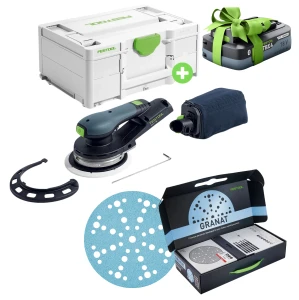 Szlifierka LED ETSC 2 150-Basic Mimośrodowa Akumulatorowa FESTOOL 577723 + Zestaw papierów ściernych GRANAT 578166 Bonus Week