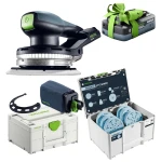 FESTOOL SZLIFIERKA LED ETSC 2 150-Basic Akumulatorowa 577723 + Systainer³ z papierami ściernymi Granat 578192 Bonus Week TBX