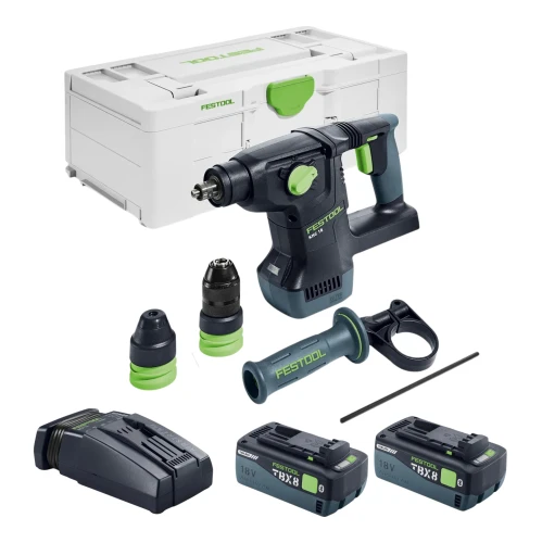 Młotowiertarka KHC 18 z funkcją kucia FESTOOL 577447 Zestaw energii 18V 2xTBX8 Ładowarka SCA16 FESTOOL 578892