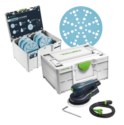 Szlifierki mimośrodowe ETS EC 150-5 EQ-SYS GR FESTOOL 578272 Systainer z papierami 578192