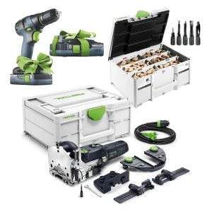 FESTOOL FREZARKA DOMINO DF 500 RQ-Set Sieciowa Lamelownica 578541 i Asortyment łączników Bonus TXS 18
