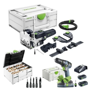 FESTOOL FREZARKA DOMINO DF 500 RQ-Set Sieciowa Lamelownica 578541 i Asortyment łączników Bonus TXS 18