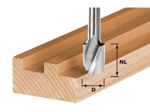 Frez spiralny do wpustów, HW HS Spi S8 D8/19, z ostrzem czołowym HS, trzpień 8 mm do OF 1010, OF 1400, OF 2000 Festool 490945